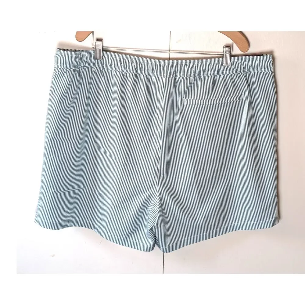 Goodfellow White & Green Striped Swim Shorts XXL